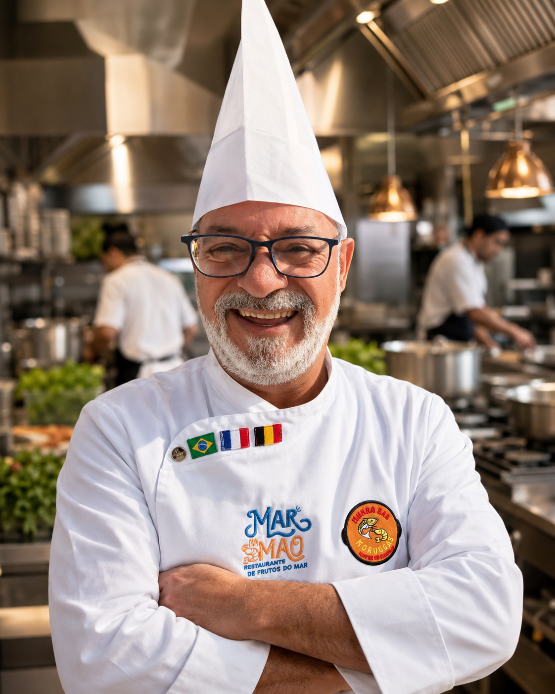 Carlos Matarazzo em ambiente de cozinha profissional